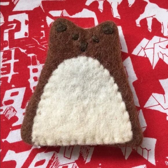 Handmade Felted Wool Bear Egg Cozy with Metal Egg Cup - Picture 5 of 13